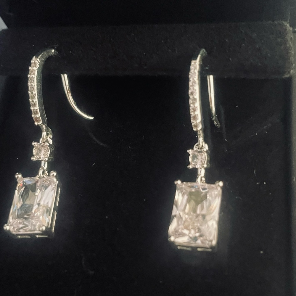 Silver stainless steel Crystal Drop Earrings NEW